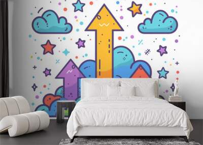 Upward Progress: A Dynamic Vector Illustration Embodying Growth and Improvement Wall mural