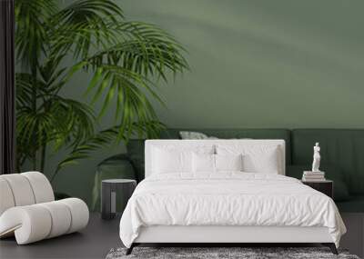 Monochrome interior with green sofa Wall mural