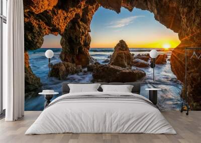 Ocean Sunrises and sunsets USA Malibu Crag Nature. Wall mural