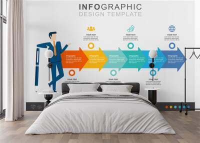 Business timeline and target, modern infographic template, presentation business infographic template, icon set Wall mural