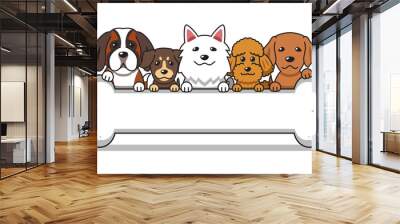 Vector cartoon cute dogs with big bone for design. Wall mural