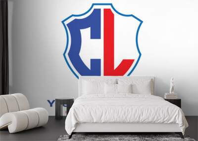 CL Two letters shield logo design. Wall mural