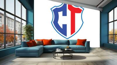 CT Two letters shield logo design. Wall mural