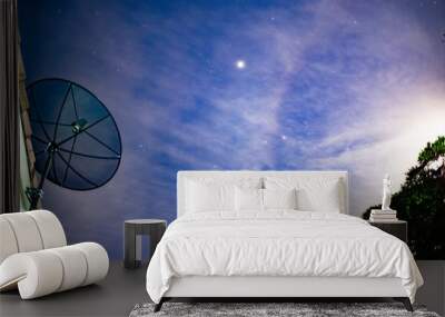 satellite dish on blue sky Wall mural