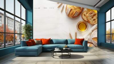 Bakery products on white background. Wall mural