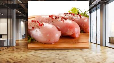 Fresh raw chicken fillets Wall mural