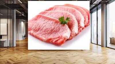 Fresh raw pork on white background Wall mural