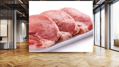 Fresh raw pork on white background Wall mural