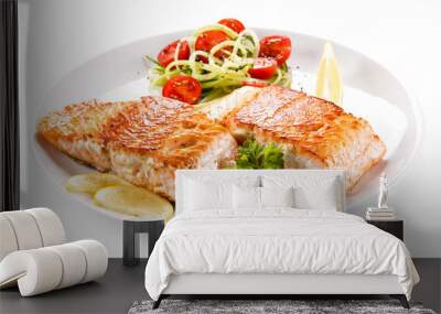 grilled salmon and vegetables Wall mural