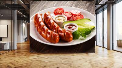 Grilled sausages and vegetables  Wall mural