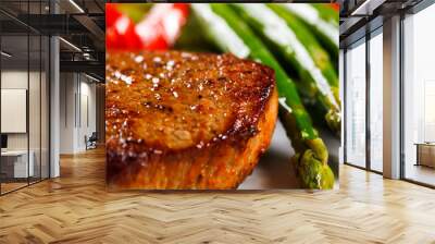 Grilled steaks and asparagus Wall mural