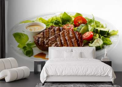 Grilled steaks and vegetables Wall mural