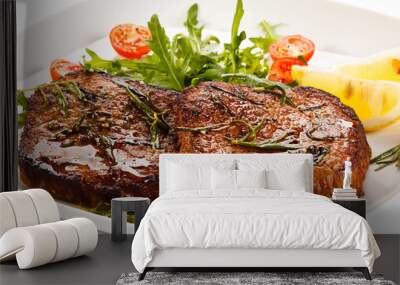 Grilled steaks and vegetables Wall mural