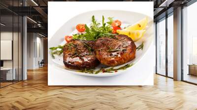 Grilled steaks and vegetables Wall mural