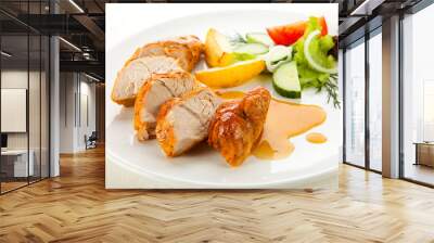 Grilled turkey fillet with vegetables Wall mural