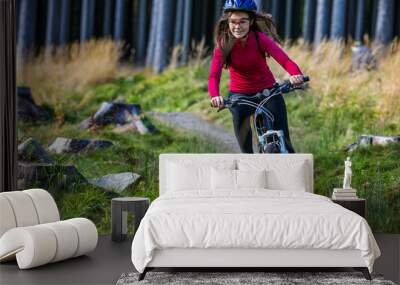 healthy lifestyle - teenage girl cycling Wall mural