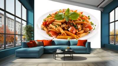 Penne with meat, tomato sauce and vegetables  Wall mural