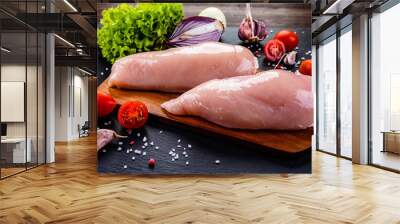 Raw chicken fillets Wall mural