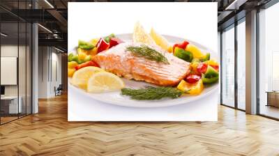 roasted salmon and vegetables Wall mural