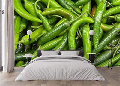 A heap of resh serrano chili peppers  Wall mural