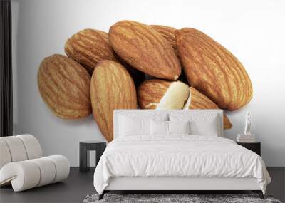 almonds isolated on white background Wall mural