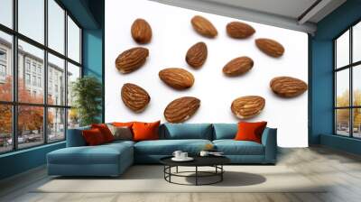 almonds isolated on white background Wall mural