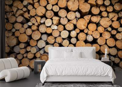 Cut log woods in round shape ready to use Wall mural