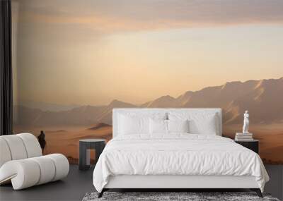 Three Camels Look Over the Beautiful Desert Surroundings  Wall mural