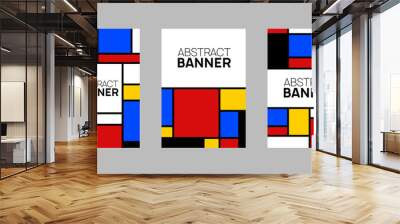 Abstract geometric banner. Retro flat style design. Vector illustration. Wall mural