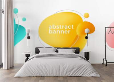 Set of modern abstract graphic elements. Flowing fluid shape banners. Vector illustration. Wall mural