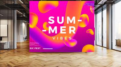 Summer abstract gradient background. Fluid colorful shapes composition. Music fest banner. Wall mural