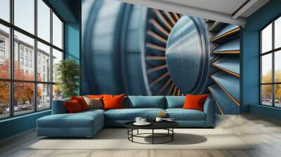 Titanium Aircraft Components in Futuristic Aerospace Engineering - High Detail Industrial Design. Wall mural