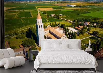 Aerial view of Aquileia with Basilica di Santa Maria Assunta Wall mural