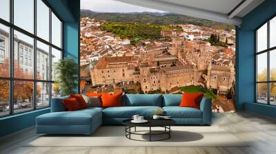 Bird's eye view of Monastery of Saint Mary of Guadalupe, Spain. Wall mural