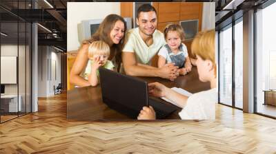 Family with social worker Wall mural