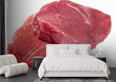 Fresh slices of raw beef isolated  on clear white background Wall mural