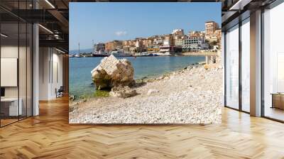 Ionian Sea shore and coastline near Albanian city Saranda. Wall mural