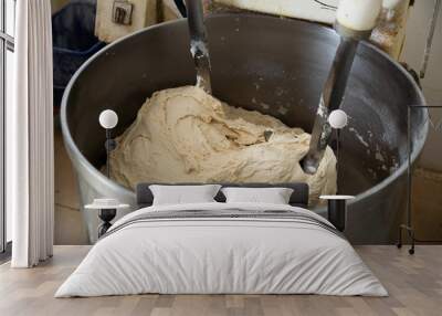 Making bread dough in kneading machine Wall mural