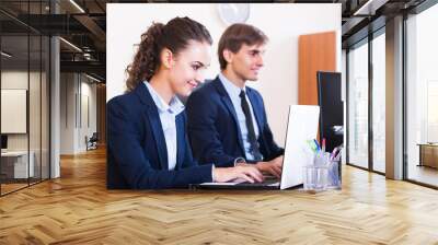 Office colleagues successfully working together Wall mural