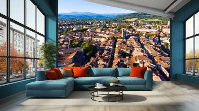 Panoramic aerial view of Pamiers cityscape with buildings, located on the river Ariege, France Wall mural