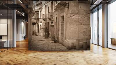 retro photo of old narrow street Wall mural