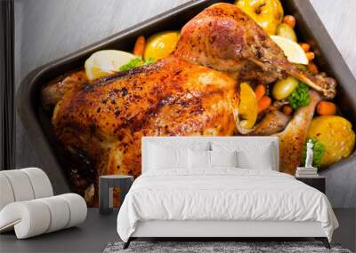 Roasted turkey with apples Wall mural