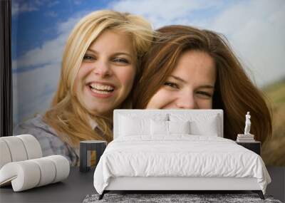 Two happy girls together Wall mural