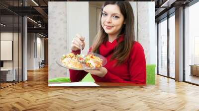 woman shared lunch for two parts Wall mural