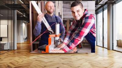 workers near milling machine Wall mural