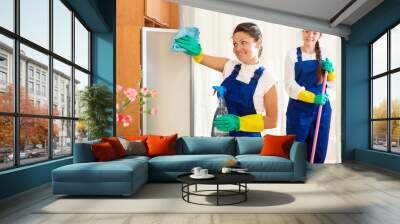 workers of cleaning company Wall mural