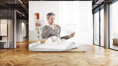 architect working at his laptop on the office Wall mural