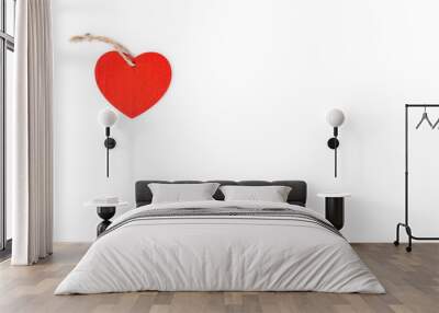 Red hearts on white background with copyspace/space for text Wall mural