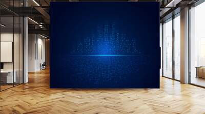 concept of technology in city or smart city, shape of buildings combined with binary code Wall mural