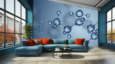 Vector background. Molecules and chemical formulas. Wall mural